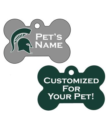 uDesignUSA NCAA Double Sided Pet Id Dog Tag Personalized with 4 Lines of Text (Michigan State), Green, Gray, 1.5 inches x 1 inch
