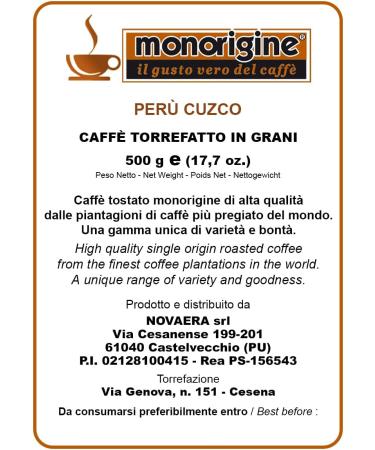  MONORIGINE Arabica Coffee beans Peru Cuzco - 500 gr - Buy Online on GoSupps.com