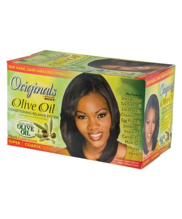 Originals by Africa's Best Olive Oil Hair Relaxer Kit, No lye Super / Coarse System, Conditions and Moisturizes For Healthier Looking, Softer, Silkier, Straighter Hair