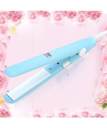 Buy Ceramic Mini Hair Curler & Straightener - 2 in 1 Travel Size Flat Iron for Short Hair - Fast Heating Tourmaline Plates - Sky Blue - Buy Online on GoSupps.com