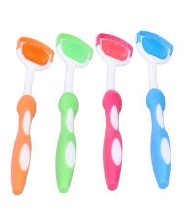 Tongue brush 4-part tongue scraper tongue cleaner helps against bad breath portable tongue brush cleaner for oral care tongue brush and scraper tongue cleaner for adults