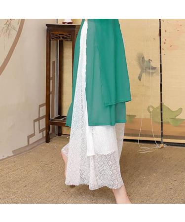 Classical Dance Costume: Women's Sheer Flowy Hanfu Top & Wide Leg Pants - Chinese Folk Dance Wear | White, Size Medium (Style 507) - Buy Online on GoSupps.com