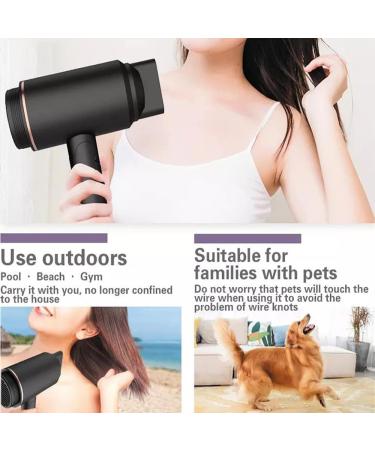 Cordless Hair Dryer Lightweight Rechargeable Blow Dryer Foldable Handle Hair Dryer with Magnetic Nozzle Low Noise Mini Hair Dryer for Home Travel - Buy Online on GoSupps.com