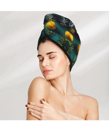 Tropical Fruit Pineapple Coral Velvet Dry Hair Cap | Ideal for Home Travel Pool Parties & More - Buy Online on GoSupps.com