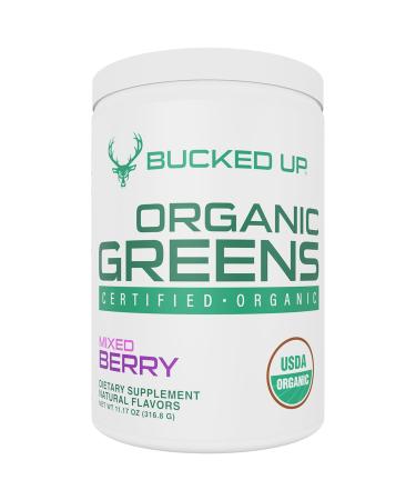 Greens Superfood Powder Mixed Berry | 8 Most Essential Mixed Greens | Certified 100% Organic | Chlorella Spinach Kale Spirulina Alfalfa Broccoli Wheat Grass & Barley Grass | 30 SERV | 11.17 OZ