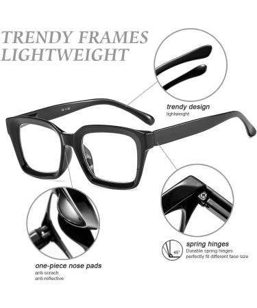 Suertree 4 Pack Reading Glasses for Women & Men - Oversized Square Eyewear 3.0X Magnification Colorful Frames with Spring Hinge - Ideal for Computer Use - Buy Online on GoSupps.com