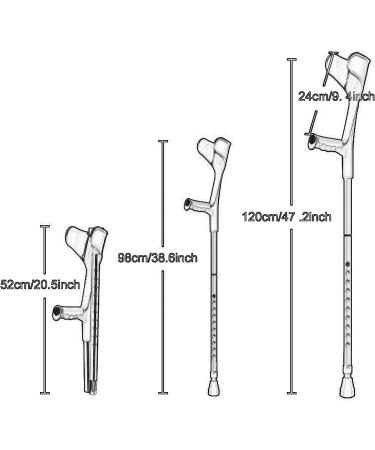 Forearm Crutches Adult Ergonomic Adjustable Heavy Duty Non-Slip Open Cuff Crutches Aluminum Alloy Folding Lightweight Crutches 2 Units Lucky Star - Buy Online on GoSupps.com