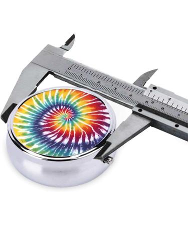 Premium Tie Dye Rainbow Round Pill Box | 3-Compartment Mini Travel Organizer for Vitamins & Medications - Buy Online on GoSupps.com