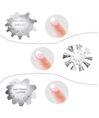 6 Piece Stainless Steel Nail Manicure Edge Trimmer Kit - French Smile Line Cutter Tool for Acrylic & Gel Nails - Includes 6 Patterns - Silver - Buy Online on GoSupps.com