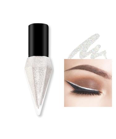 Rosarden Liquid Glitter Eyeliner  Metallic Shimmer White Diamond Eye Liner Stick  Waterproof Long Lasting Quick Drying High Pigmented Sparkle Eyeshadow  Glitter Eyeliner for Eye Makeup