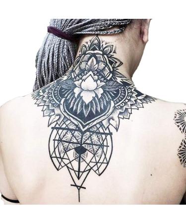Extra Large Temporary Floral Tattoos Adults for Women Temporary Neck Long Lasting Temp Realistic Fake Unique Tattoo Mandala Body flowers Sticker Women Real Looking Fake Tatoos (30x26cm(11.81x10.24in))