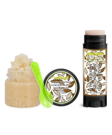 Malted Milk Balls Soothing & Luscious Lips by OverSoyed Exfoliator & Chapped Lip Repair Lip Care Combo | Artisan Handcrafted to Order White Dark Chocolate Cream Sugar Malted Milk Flavored Exfoliating Sugar Lip Scrub & Lip M