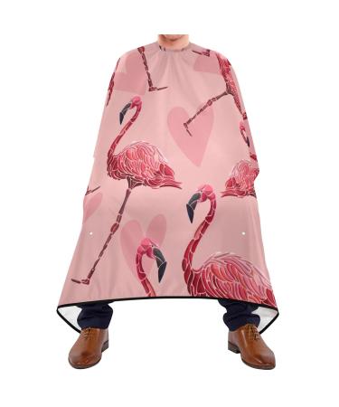 Waterproof Barber Cape -Pink Flamingo and Heart Cheetah Haircut Bib for Men Unisex Hair Cutting Cape(8rp1a)