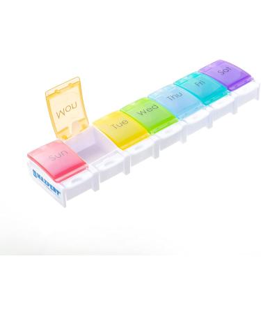 Maxpert Weekly Pill Organizer Case | Arthritis-Friendly Push Button Pill Planner | Large 7 Day Medication & Vitamin Organizer - Buy Online on GoSupps.com