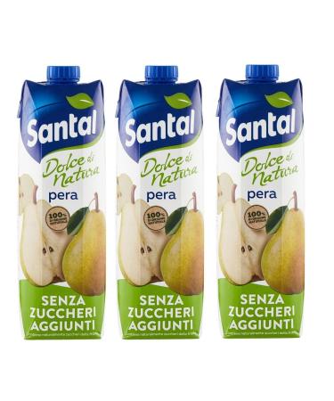 Parmalat Santal Fruit Juice Pera Dolce di Natura Zero Sugar Added Pears Fruit Juice No Added Sugar Refreshing Drink Tetrapack 1000 ml