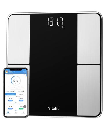 Vitafit Smart Scale for Body Weight and Body Fat Analyzer, Over 20Years Weighing and Body Composition Professional, Digital Wireless Bathroom Scale for BMI Fat Water Muscle with App,400lb, Black