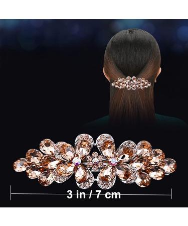 Barrettes for Women Flowers Rhinestones Crystal Hair Clips Metal Snap Hair Clips Thin Thick Hair Holder Hair Clips for Women Girls Hair Styling Accessories ( 1 pack) (Champagne) - Buy Online on GoSupps.com