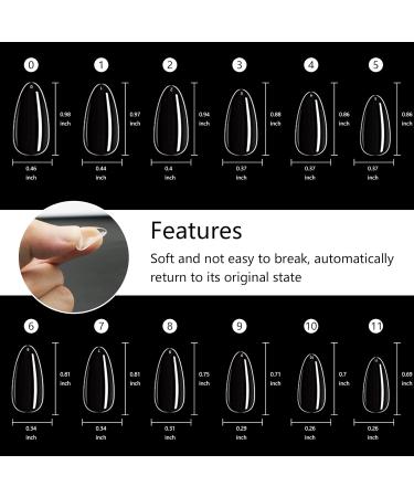 LoveOurHome 600pc Almond Nail Art Tips: Full Cover Clear Oval Stiletto Almond Fake Nails - Acrylic Soft Gel Extensions for Women, Teens, and Kids - Buy Online on GoSupps.com
