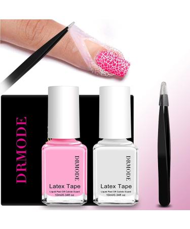 DR.MODE Liquid Latex for Nails - 20ML Fast Drying Nail Polish Barrier with Tweezers - Nail Art Cuticle Guard & Stamping Skin Protector - Buy Online on GoSupps.com