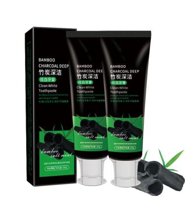 2pcs Activated Charcoal Toothpaste Deep Cleaning, Yanjiayi Clean White Bamboo Charcoal Toothpaste for Removing Tooth Stains Fresh Breath