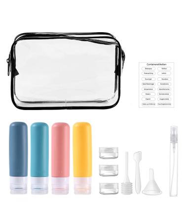 MORICOH Toiletry Bag with Travel Bottle Set Travel Bottle Set (100 ml) Airport Compliant Bag Travel Accessories Black (black B) MORICOH
