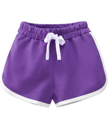 3 Pack Little Big Girls Running Athletic Cotton Shorts - Toddler Kids Workout Dance Dolphin Short Set | Rose Red, Purple, Green (4T) - Buy Online on GoSupps.com