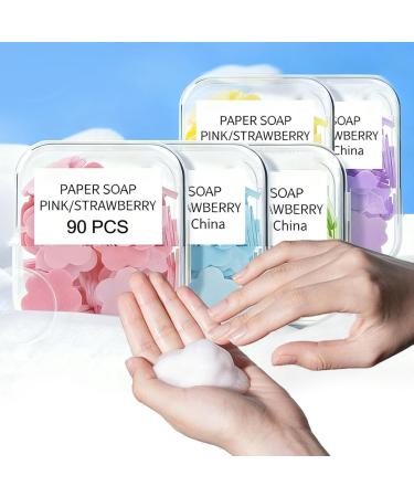 450 Pcs Portable Paper Soap Sheets Multi-Color Fruit Scented Collection 450 Single-Use Tablets Pink Strawberry Yellow Lemon Blue Blueberry Green Apple Purple Grape - Buy Online on GoSupps.com
