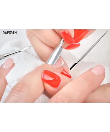 AFTREN Double Sided Metal Cuticle Pusher Tool Manicure Pedicure Salon Professional Cuticle Remover Quality J2 Curved Edge Stainless Steel - Buy Online on GoSupps.com