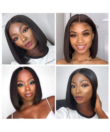 Supernova Hair U Part Bob Wig 8 Inch | Short Straight Human Hair Wig for Black Women | Brazilian 150% Density Natural Color Clip-in U-Part Wig - Buy Online on GoSupps.com