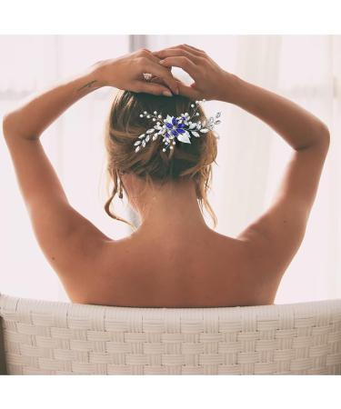 Blue Rhinestone Wedding Hair Comb - Bridal Hair Accessory for Brides and Bridesmaids - Buy Online on GoSupps.com