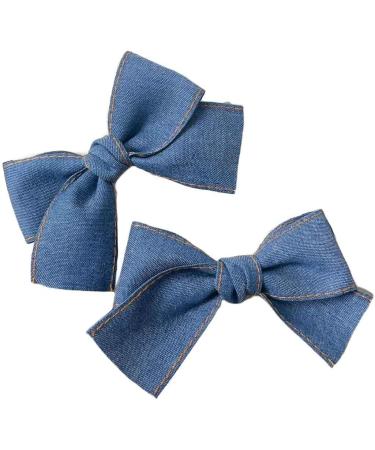 BBTDIN Blue Denim Hair Clip Pin Bow Girls Blue Jeans HairClip Girls Large Bows HairPin BW01 (Set H) - Buy Online on GoSupps.com