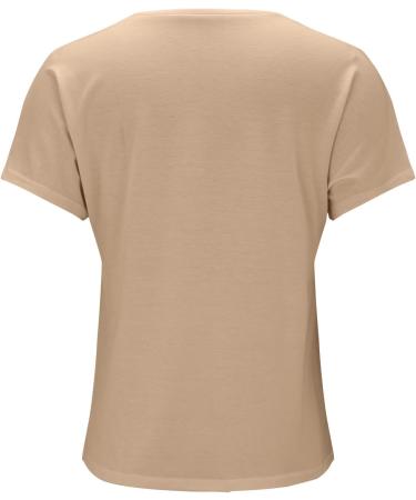 BiJerou Women's V-Neck T-Shirt - Solid Color Short Sleeve Summer Blouse in Khaki M | Casual Fashion Top for Women - Buy Online on GoSupps.com