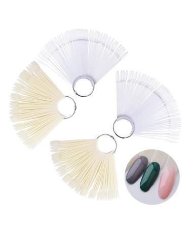 JZK 200 x Natural and clear false nail art tips colour display fan nail swatch sticks with ring for nail art practice and swatching nail polish