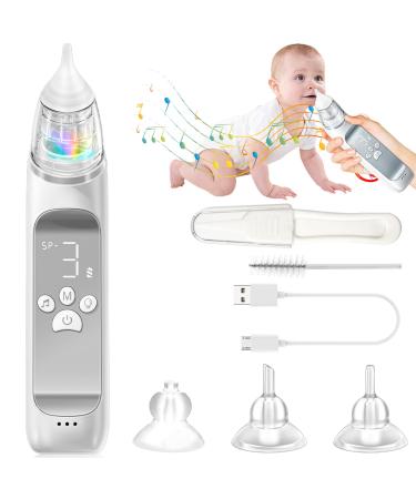 Victop Nasal Aspirator Baby Baby Nose Suckers Electric Baby Nose Cleaner with 3 Suction Levels and 3 Silicone Tips Anti-Backflow Baby Nose Unblocker with Music and Light for Newborns Toddlers