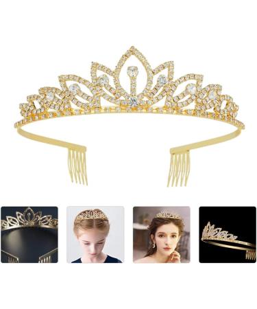 FRCOLOR 1pc Decorative Rhinestone Dress Accessory Princess Headband Shiny Crystal Crowns Party Women Bride Exquisite Comb Girls Trend Bridal Prom Party Baroque Shining Gold Plastic Tiara Small 15x3cm Golden - Buy Online on GoSupps.com