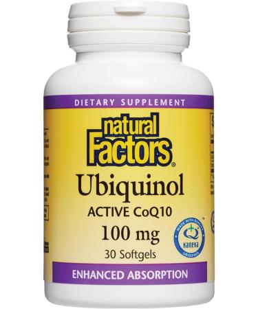 Natural Factors Ubiquinol Active CoQ10 100 mg High-Absorption Coenzyme Q10 Supplement for Energy Heart and Cognitive Support 100mg 30 Softgels