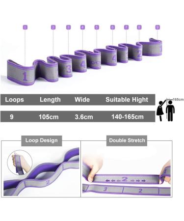 Buy Purple Exercise Bands - Latin Elastic Yoga Stretching Strap for Resistance Dance Gymnastics Pilates & Physical Therapy - 115x4cm - Buy Online on GoSupps.com