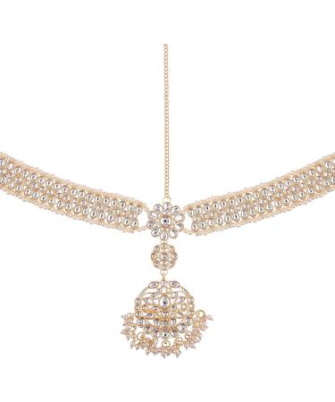 Efulgenz Indian Bridal Maang Tikka with Head Chain - Green Crystal Rhinestone Headpiece for Wedding - Buy Online on GoSupps.com