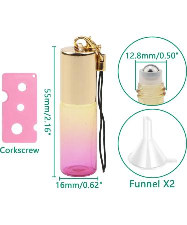 Rowiz 15PCS 5ml Yellow-Rose Red Gradient Color Glass Roll on Bottles UV Protection Empty Sample Vial Essential Oil Glass Bottles with Stainless Steel Roller Balls and Golden Screwcap with Buckle - Buy Online on GoSupps.com