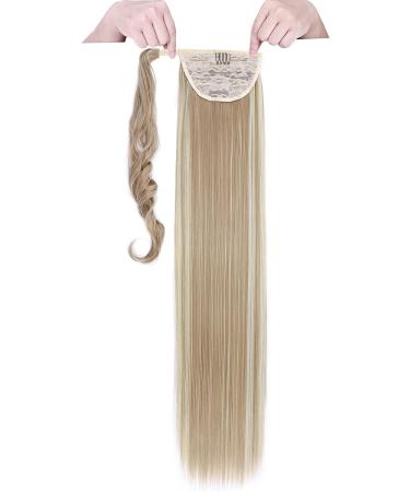 Ponytail Extension Wrap Around Hairpiece 32 Inch - Straight Sandy Blonde & Bleach Blonde | Clip in Ponytail Hair Extensions for Women - Buy Online on GoSupps.com