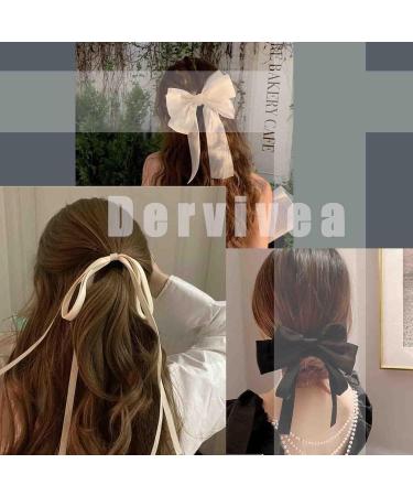 Dervivea Vintage Ribbon Bow Hair Tie Scrunchies Black Satin Hair Scrunchies Ribbon Bunny Ear Hair Rope Silk Elastic Hair Tiew Bowknot Ponytail Holder Hair Ties Decorative Hair Accessories for Women - Buy Online on GoSupps.com