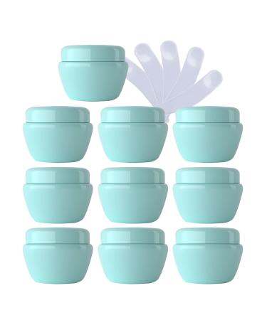 TIANZD 12 Pieces 50ml Empty Plastic Green Cosmetic Jars with Screw Lid 50g Small Containers Storage Pot for Cosmetic Travel Homemade Cream Gel Lip Balm Salve + 6x Spatula Green 50ml