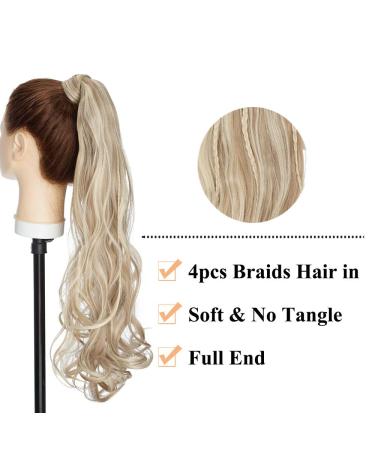 Sego Hair Part Braid Ponytail Clip-In Extension - 24 Wavy Sandy Blonde & Bleach Blonde | Real Hair Look - Buy Online on GoSupps.com