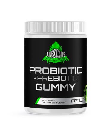 Apex Probiotic + Prebiotic Gummy Digestive Support and Gut Health 500 Million CFUs Fiber Adult Chewable Supplement for Men and Women Apple 30 Day Supply - 60 Count
