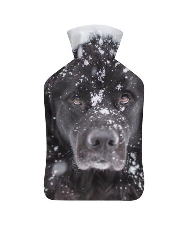 Dog In The Snow Hot Water Bottle With Cover Plush Bed Bottle Hand Warmer For Adults And Children 26.5X15.3cm