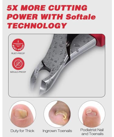 Softale Toenail Clippers for Thick Nails - Professional Stainless Steel Podiatrist Pedicure Kit for Ingrown Toenails - 7 Piece Set in Red+Silver - Buy Online on GoSupps.com