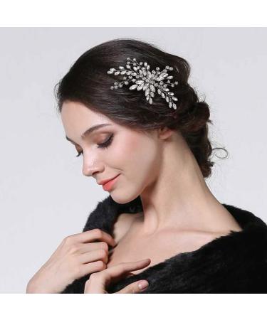Easedaily Silver Crystal Wedding Hair Comb - Bridal Rhinestone Headpiece for Women and Girls - Buy Online on GoSupps.com