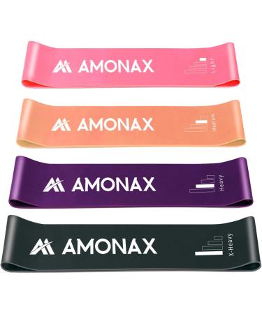 Amonax Resistance Bands Set for Legs, Glutes & Arms - Yoga Pilates Mini Loop Bands for Women and Men - Home Gym Exercise Fitness - Therapy Stretch Bands - Pink+Orange+Purple+Grey - Buy Online on GoSupps.com