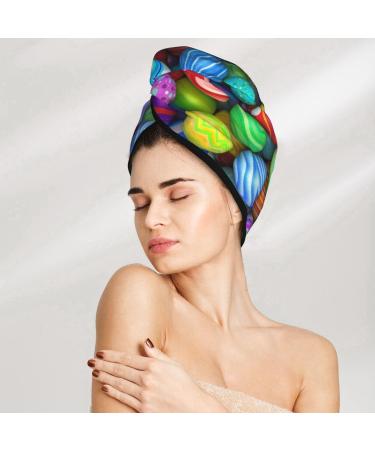 Colorful Easter Eggs Microfiber Hair Towel - Super Absorbent Quick Dry Wrap for Long Curly & Thick Hair - Buy Online on GoSupps.com