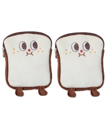 Healifty 2pcs Pouch Convenient Fluffy Holder Period Coin with Tampon Change Menstruation Bag Brown Lovely Wear-resistant Mini Money Napkin Zipper Multi-function Bags Storage
